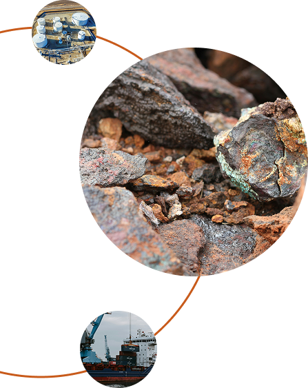 Mineral ore with greenish-blue patina